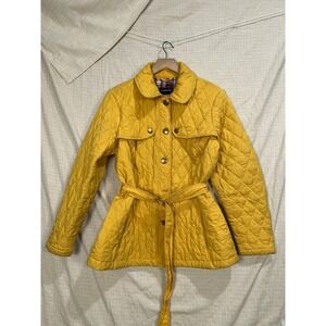 Lands' End Womens Mustard Yellow Quilted Barn Jacket Large 14-16 #2194